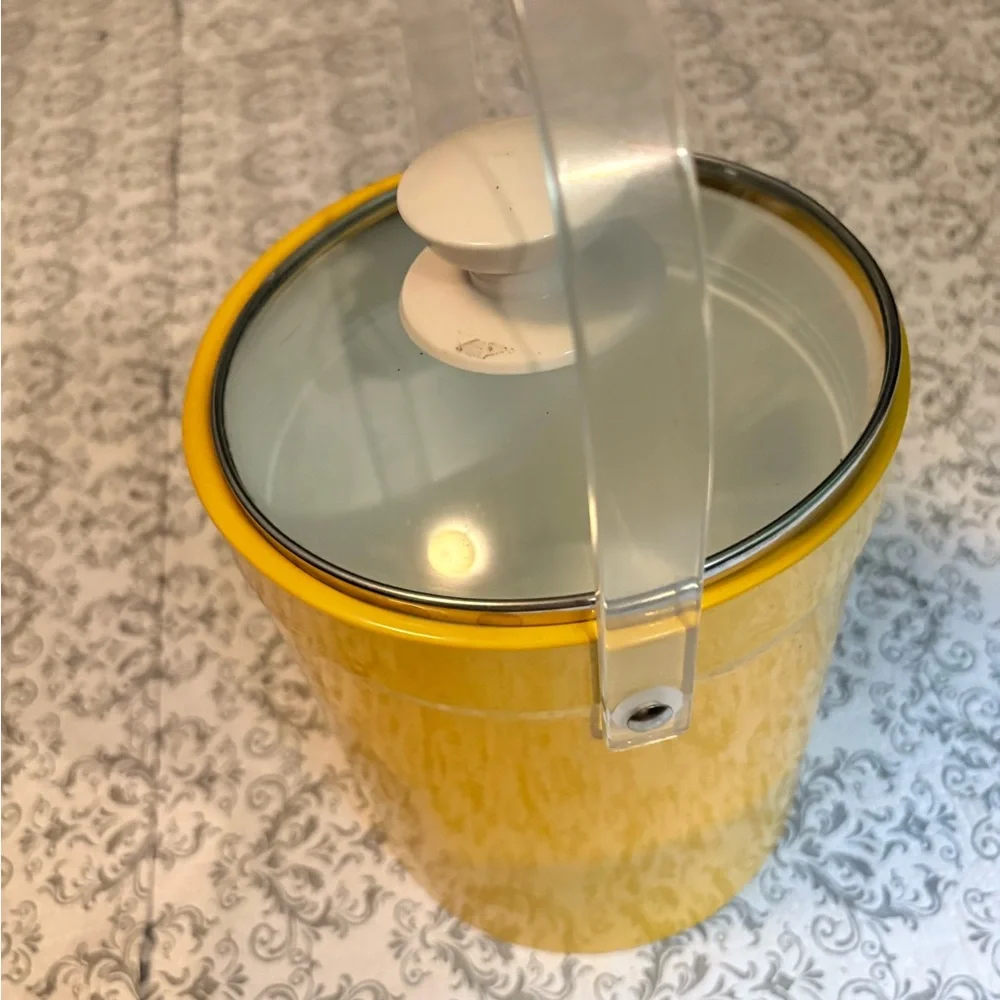 Vintage MCM Yellow Ice Bucket Lucite Retro canary Barware Party Lidded